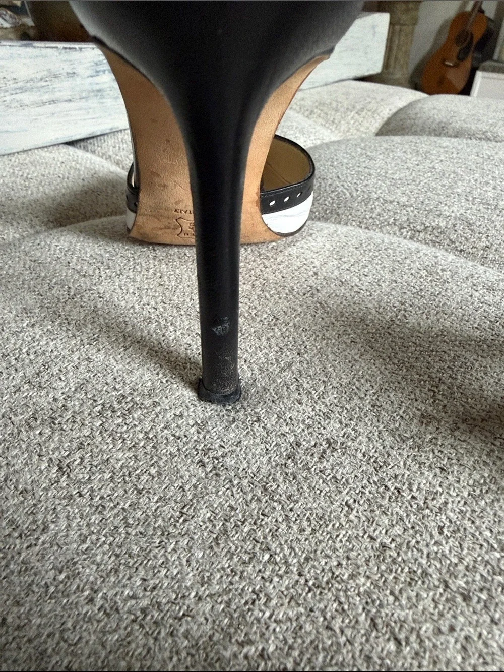 Michael Kors Black /white Leather Ankle Strap heels Menswear Inspired Sz6 Italy
